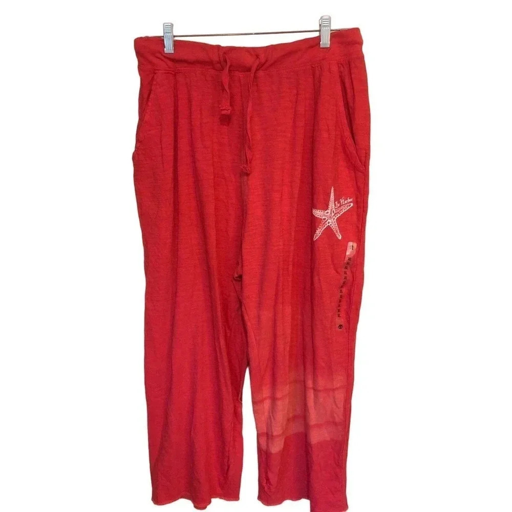 Vineyard Starfish Print Casual Sweatpants Women Size XL Pockets